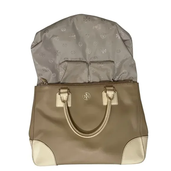 Tory Burch Robinson Double Zip Tote, Rare Color | Oatmeal Ivory Saffiano Leather - Picture 11 of 15